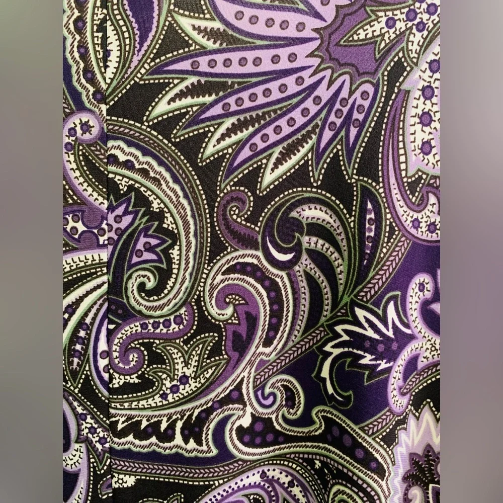 Woman’s Dressbarn Blouse XL Purple Paisley Embroidered Made in USA - Picture 4 of 11